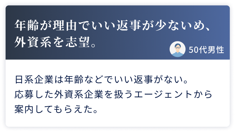 年齢が理由でいい返事が少ないめ、外資系を志望。